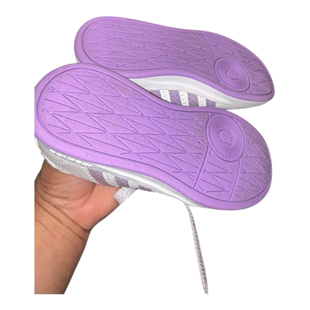 Toddler Girls K-SWISS White Leather Purple Glitter Stripe Sneakers kids Size 11 - Picture 8 of 12